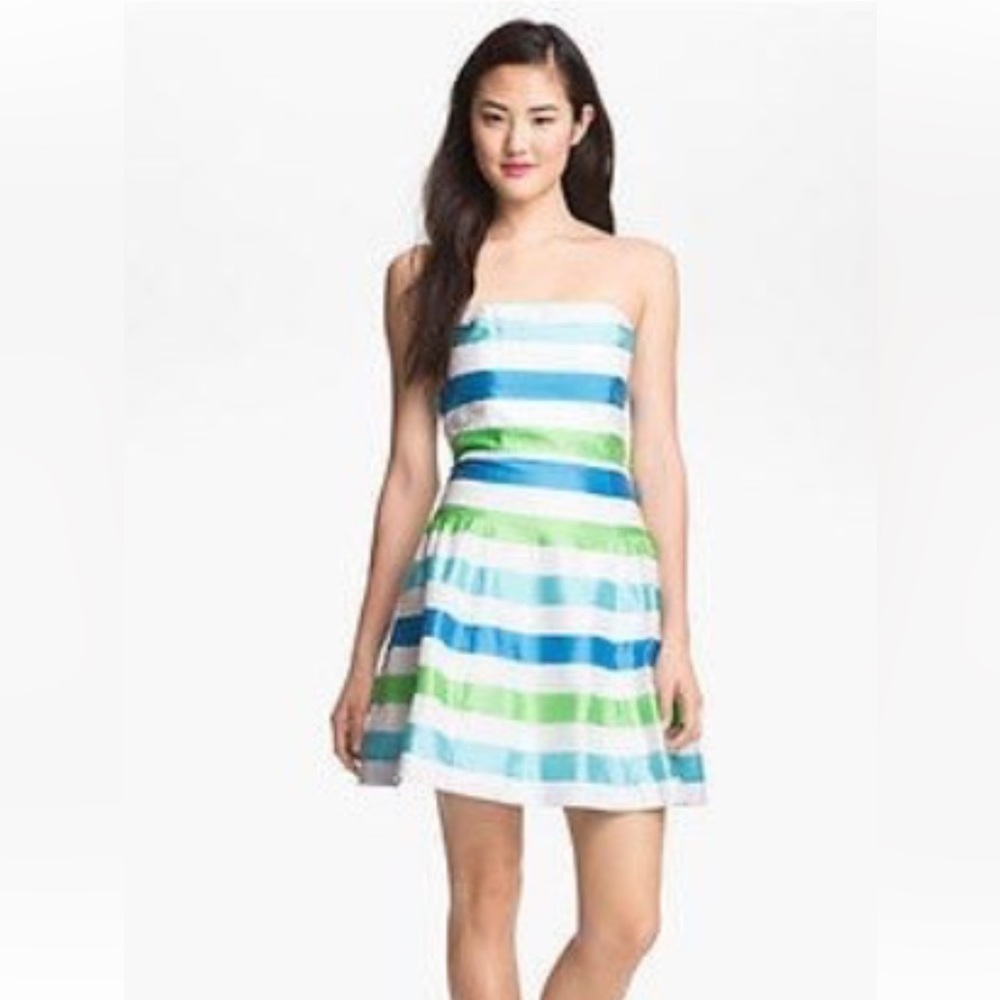 Lilly Pulitzer Jordan Corded Organza Stripe Dress Size 0. Strapless/silk blend
